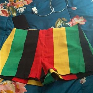 Black, Red, Green, and Gold shorts